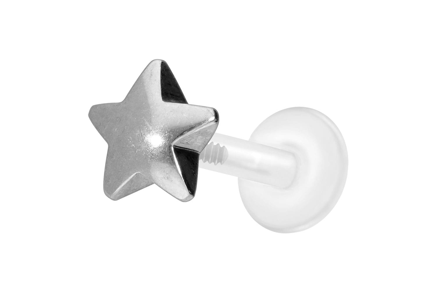 PTFE Labret Piercing mit Innengewinde + Titan-Aufsatz STERN